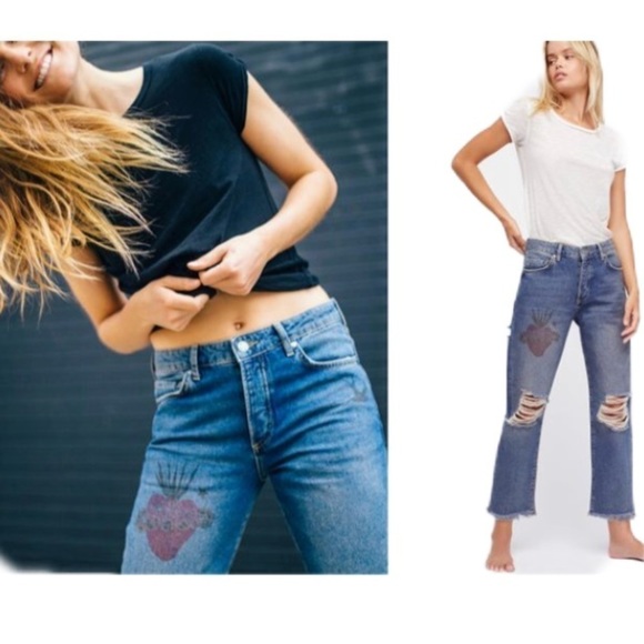 PRICE⬇️ NWT Free People Tattooed Boyfriend Jean - Picture 7 of 8